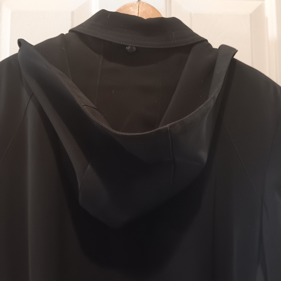 Worthington Women Size 18 Black Long Coat Hooded Hidden Button Down - Picture 5 of 10